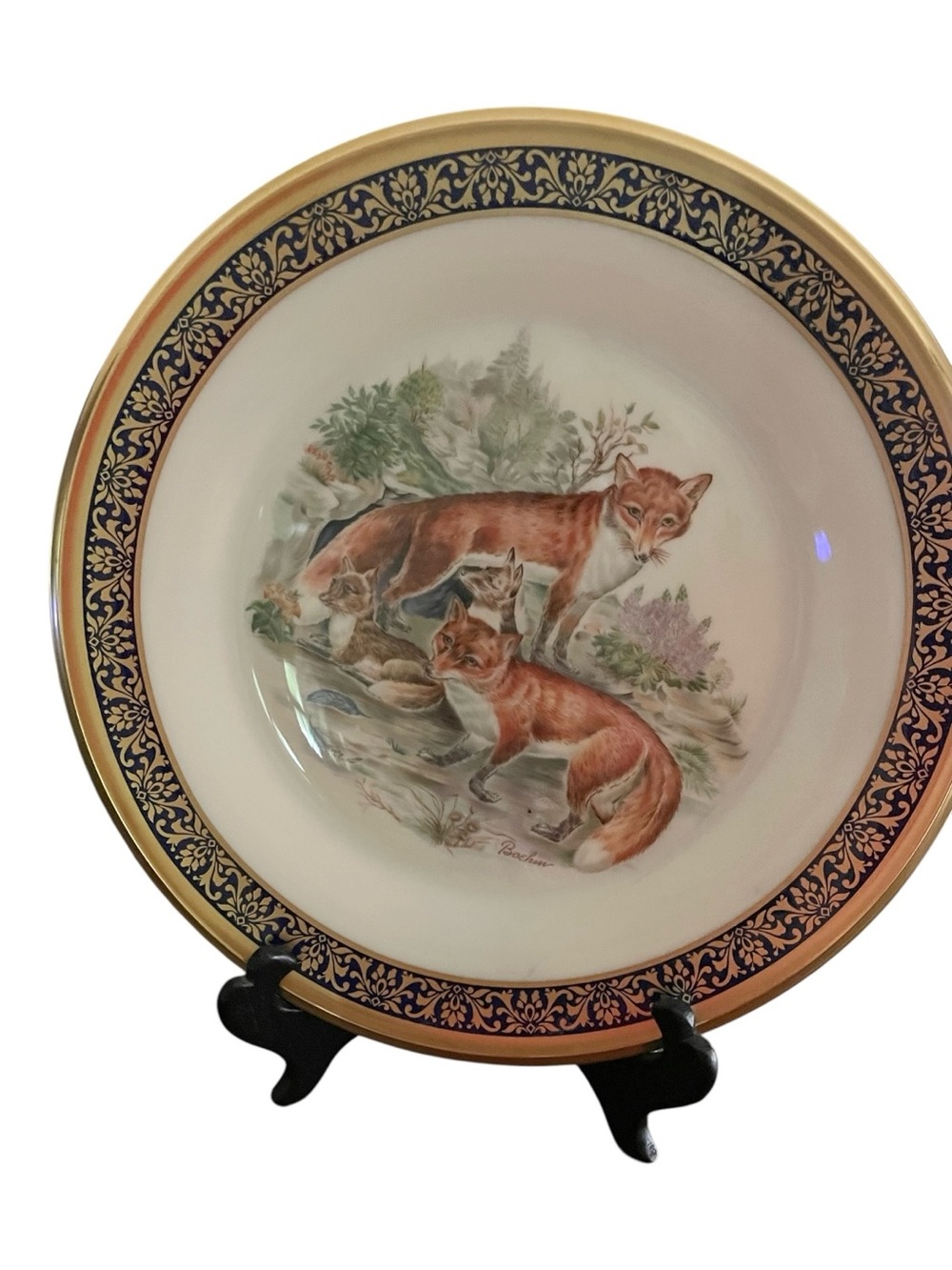 Vintage Lenox Fox Woodland Wildlife Foxes Boehm Collector Plate 1974